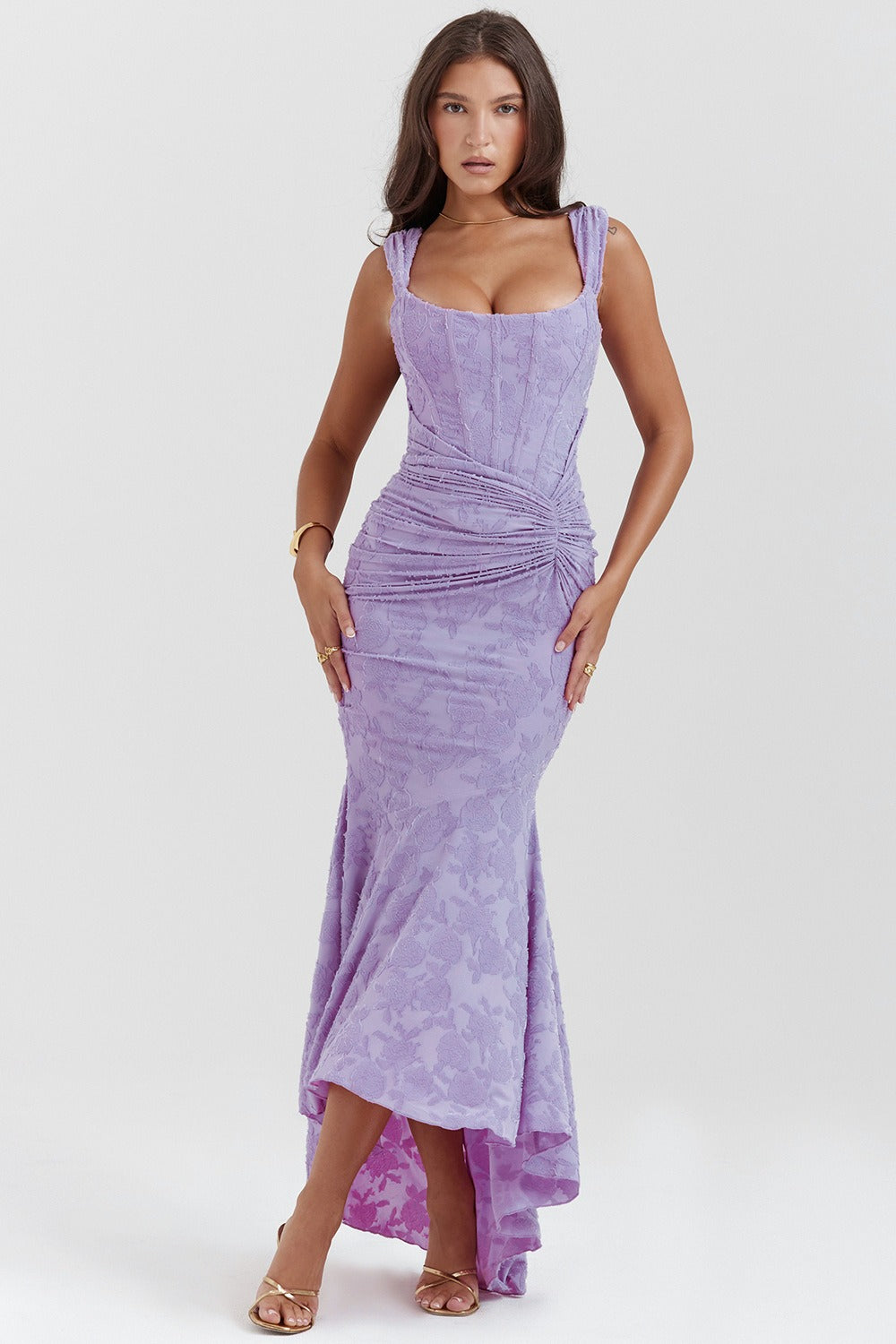 Stretch Mesh Jacquard Mermaid Formal Dress image 16