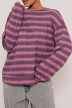 Relaxed Elegant Striped Knit Pullover Blouse image 7
