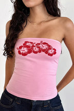 Printed Strapless Backless Crop Top Sexy Slim Blouse image 5