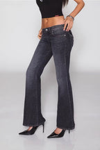 Open Back Lace Up Y2K Flare Jeans image 2