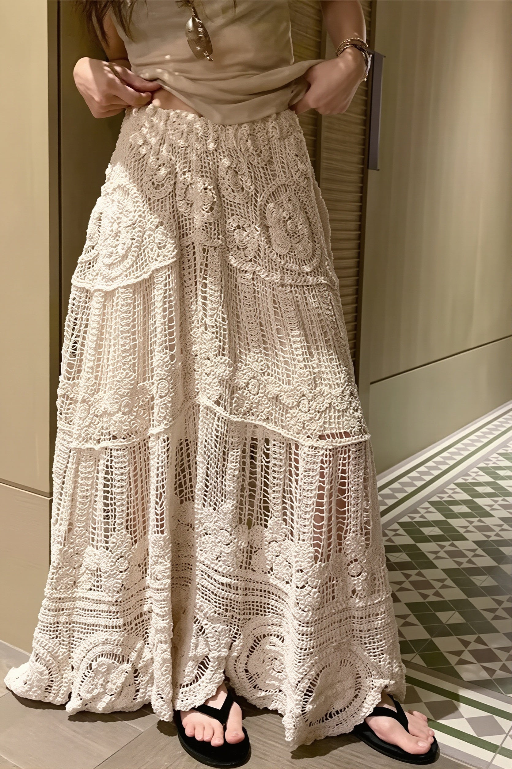 Chic High Waist A Line Drape Skirt image 4