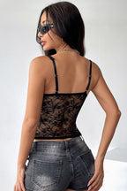 Sexy Lace Patchwork Tie Bustier Cami Top image 4