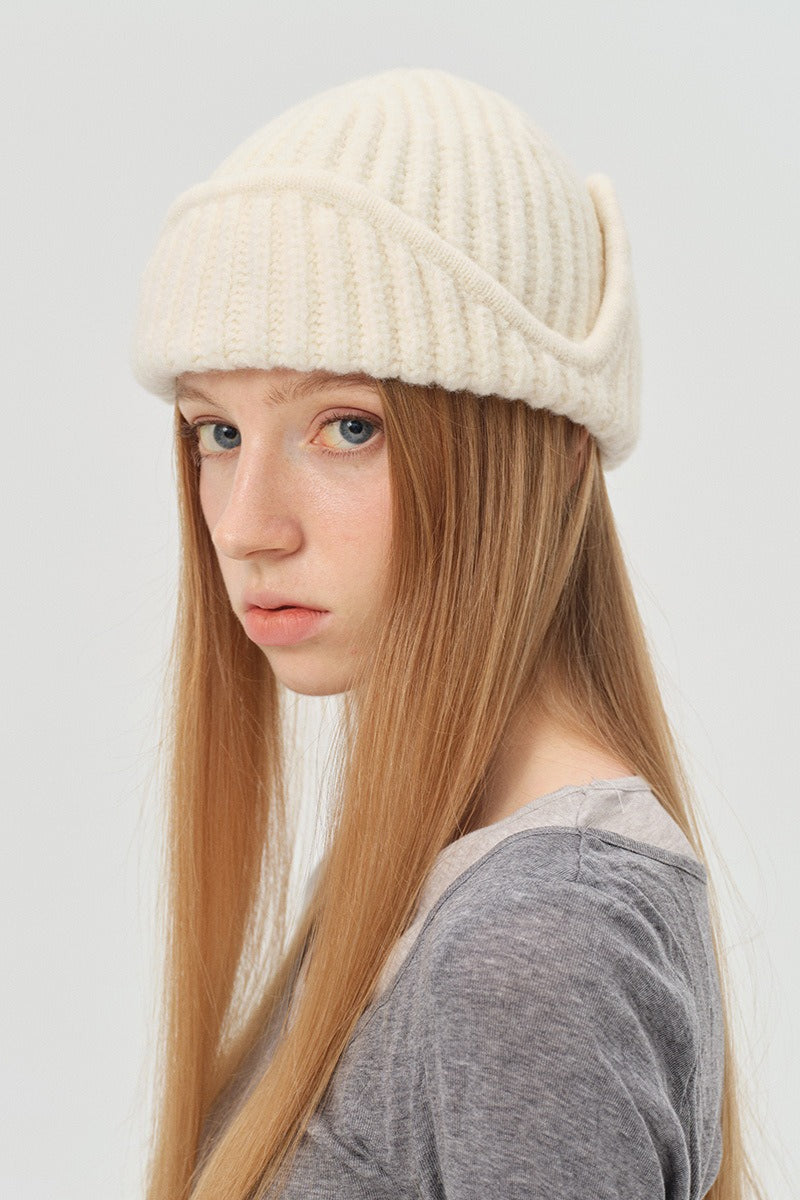 Solid Wool Blend Irregular Button Knitted Hat image 1