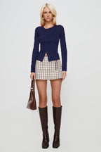 Buttoned Fitted Crew Neck Knit Sweater image 12