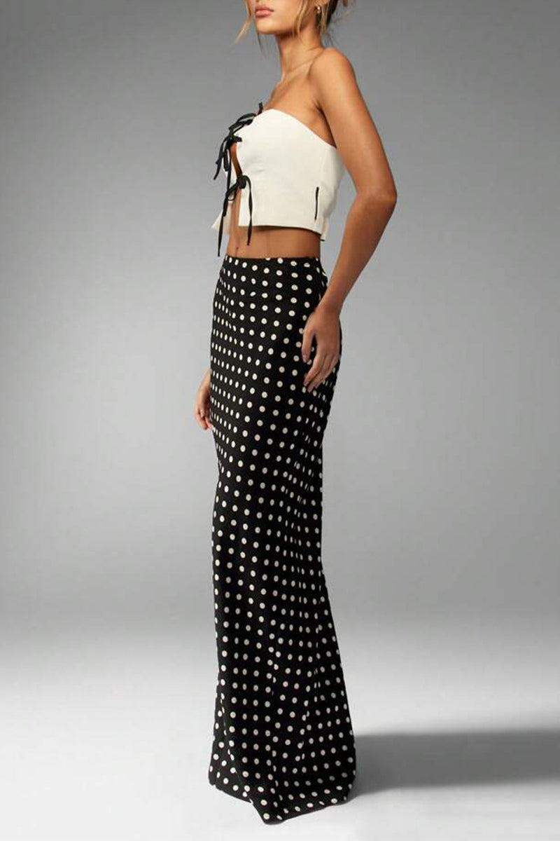 Slim Fit Polka Dot Midi Skirt image 2