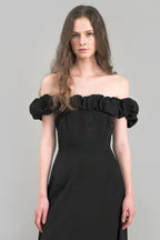 Satin Ruched Off-the-shoulder Cocktail Dress image 7