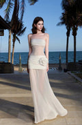 Solid Sheer Mesh Bandeau Maxi Dress image 2