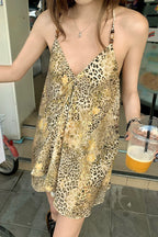 Chiffon V Neck Leopard Print Beaded Cami Top image 2