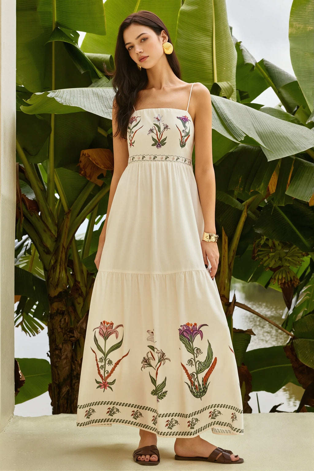 Swing Print Bandeau Cami Boho Dress image 1