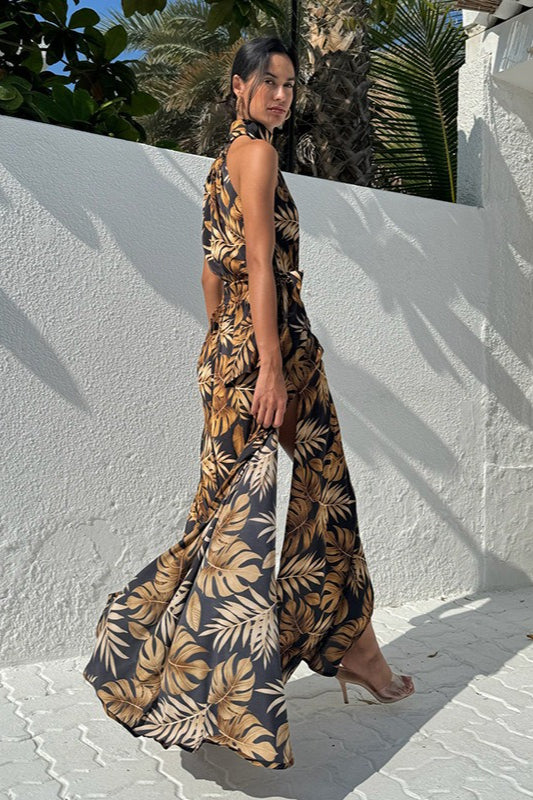 Floral Print High Slit Sexy Maxi Dress image 3
