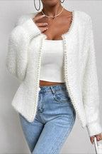 Elegant Pearl V-Neck Knit Sweate image 1