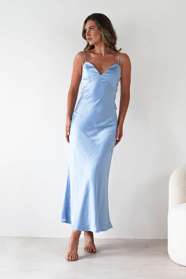 Satin Backless Tie Party Dress image 4