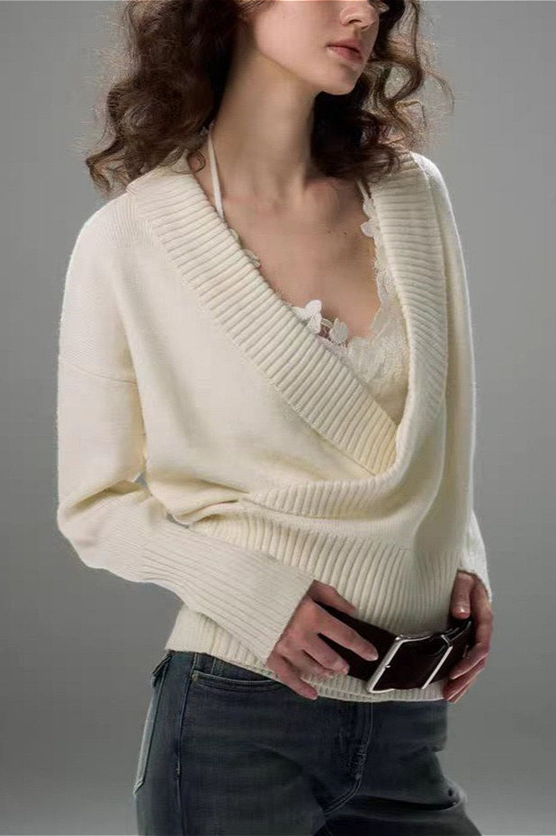 Minimalist Wrap Front Knit Blouse image 2