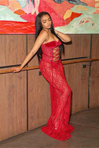 Sexy Lace-up Backless Bodycon Maxi Dress image 2