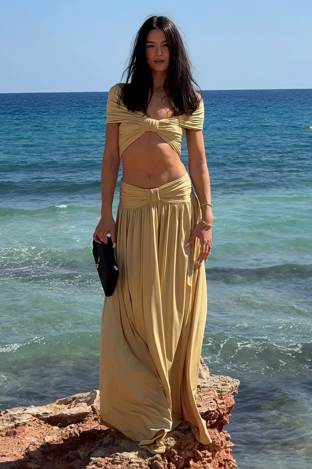 Elegant Gold Maxi Skirt Three Piece Swim Set image 5