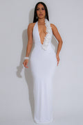 Backless Halter Floral Bodycon Party Dress image 1