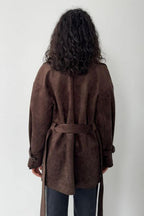 Vintage Suede Lapel Tie Waist Jacket Coat image 11