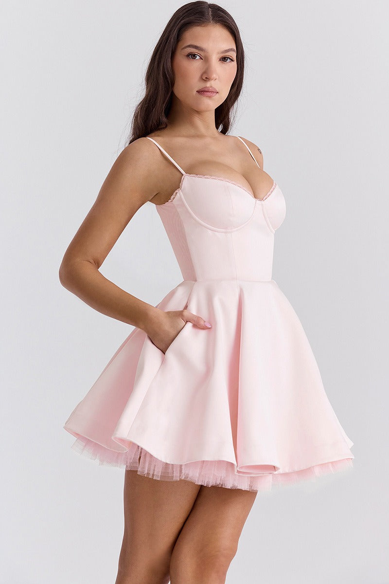 Spaghetti Strap Puff Mini Party Dress image 8