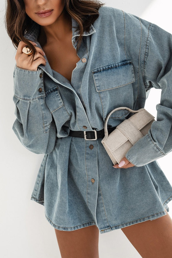 Vintage Distressed Denim Blouse image 2