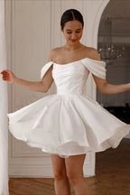 Off Shoulder Back Lace-up Short Fluffy Prom Dress image 2