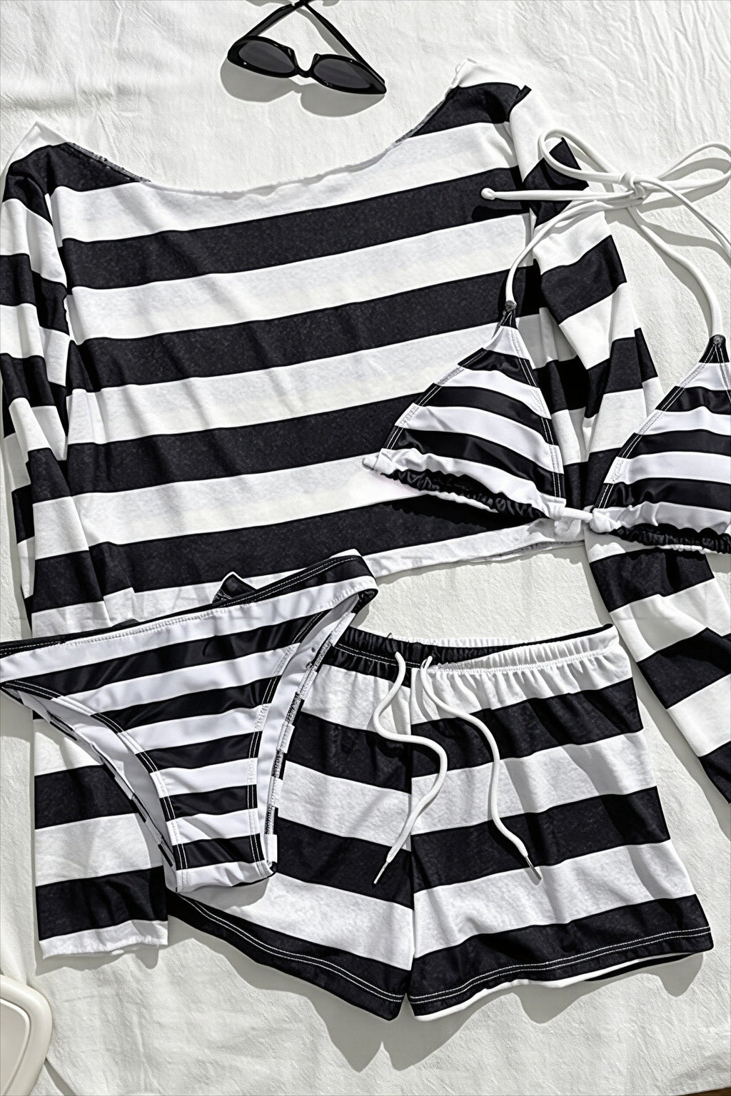 Striped Cover Up Four Piece Bikini Set image 7
