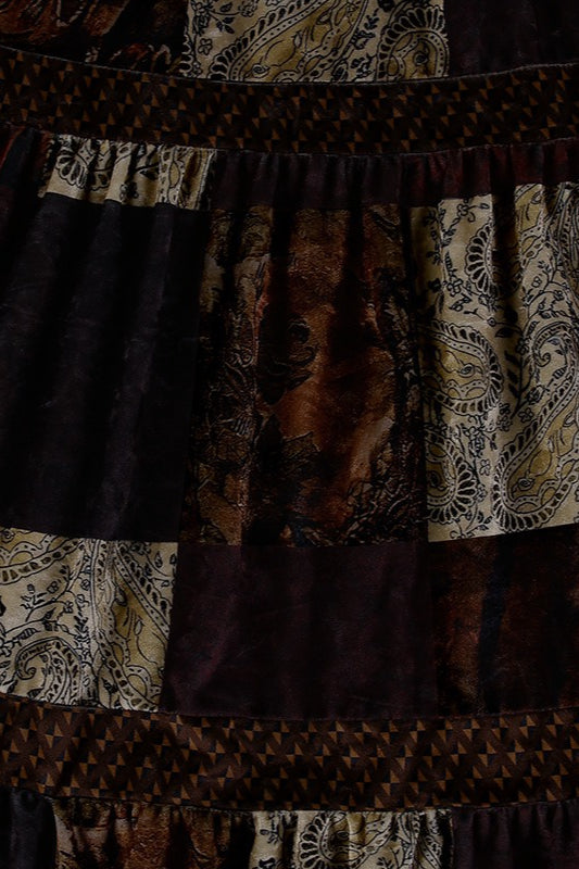 Print Velvet A-Line Skirt image 5