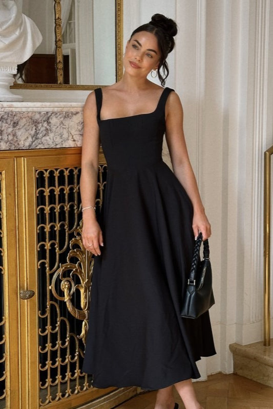 Solid Square Neck Sleeveless Cocktail Dress image 6