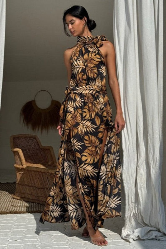 Floral Print High Slit Sexy Maxi Dress image 2