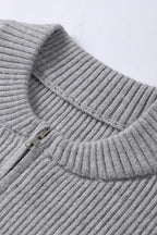Pleated Knit O Neck Zipper Cardigan image 9