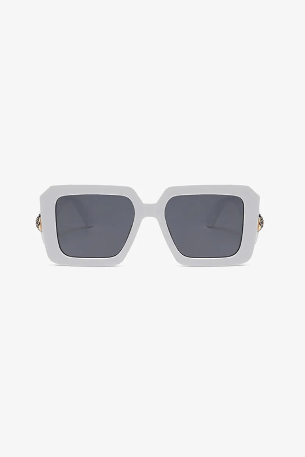 Cora Square Sunglasses detail view styled for Avrienne