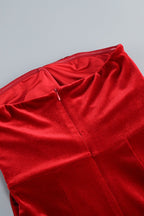 Velvet Strapless Split Party Dress image 4