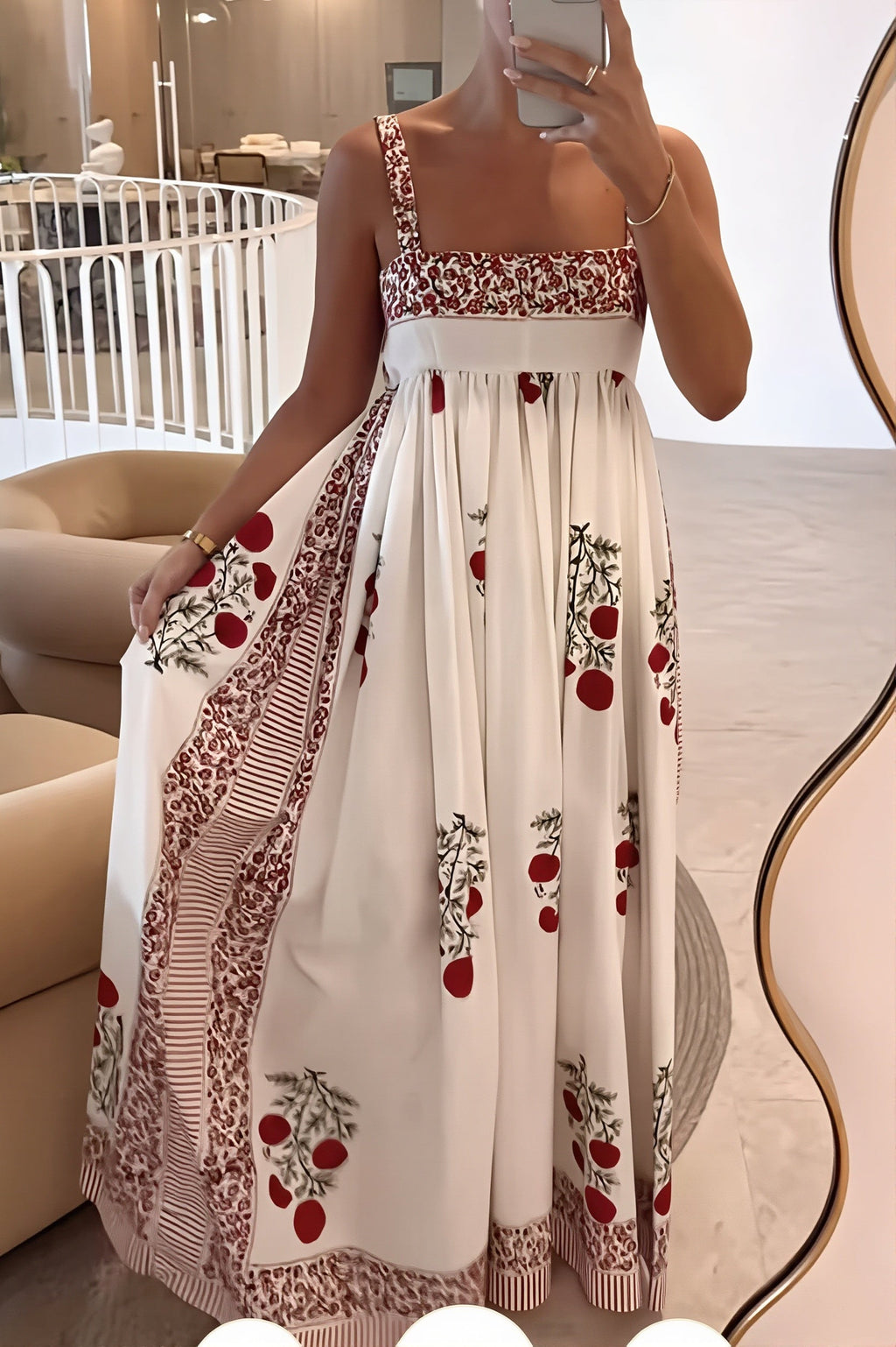 High Waist Floral Tank Swing Boho Dress image 3
