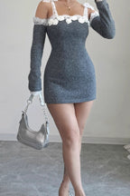 Lace Trim Off Shoulder Sweater Dress image 2