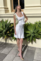 Sexy Lace Edge Wide Strap Crop Top Low Rise Fish Tail Skirt Sets image 4