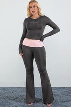 Rhinestone Color Block Crew Neck Two Piece Set image 4