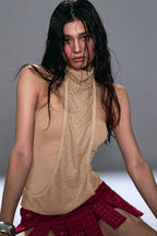 Rhinestone Sequin Scarf Sheer Tank Top image 1