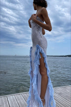 Sexy Sequin Sheer Ruffle Maxi Dress image 3