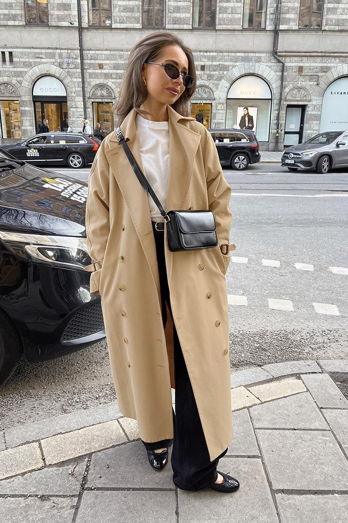 Chic Khaki Longline Double Breasted  Overcoat image 2