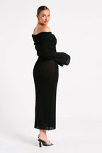 Off Shoulder One Shoulder Knit Sweater Dress image 15