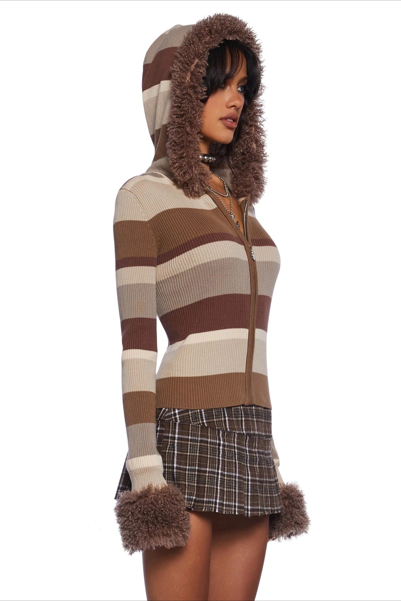Vintage Fleece Hooded Knit Sweater image 3