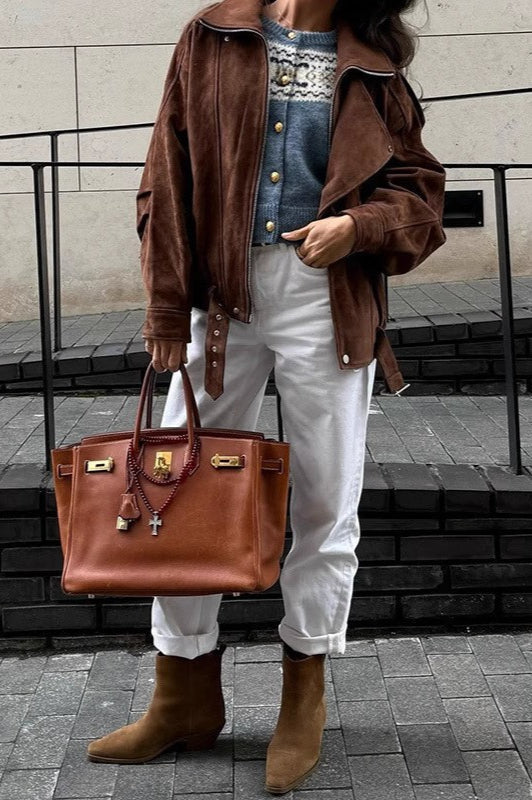 Vintage Loose Fit Brown Coat image 4