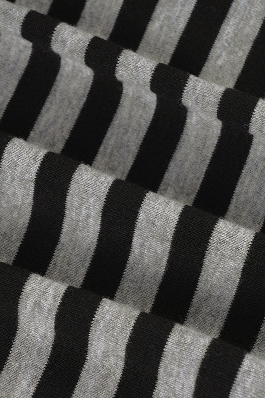 Black White Stripe One Shoulder Slim Long Sleeve Blouse image 4