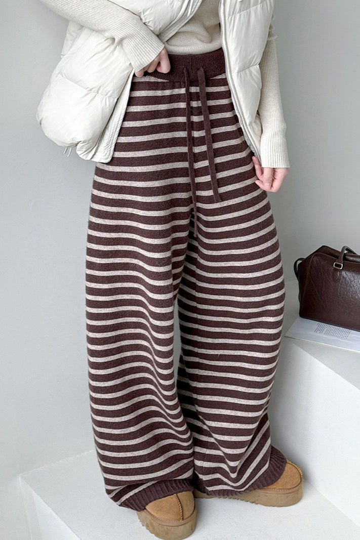 Striped Knit Thickened Casual Pants image 3