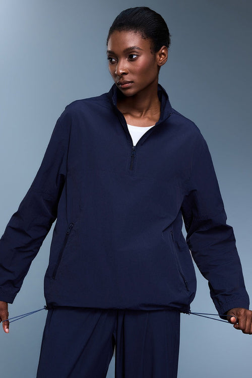 Athletic Half-Zip Solid Loose Sweatshirt image 2