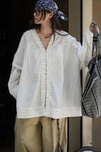 Ruffled Patchwork Long Sleeve Blouse image 1