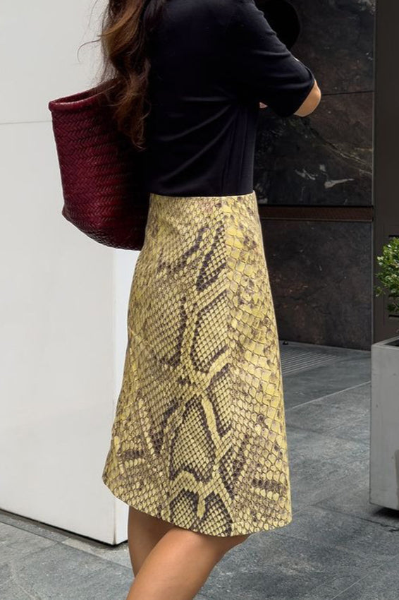 Snake Print High-Waist A-Line Skirt image 3