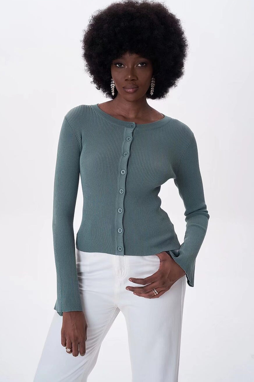 Flare Sleeve Button Cardigan image 1