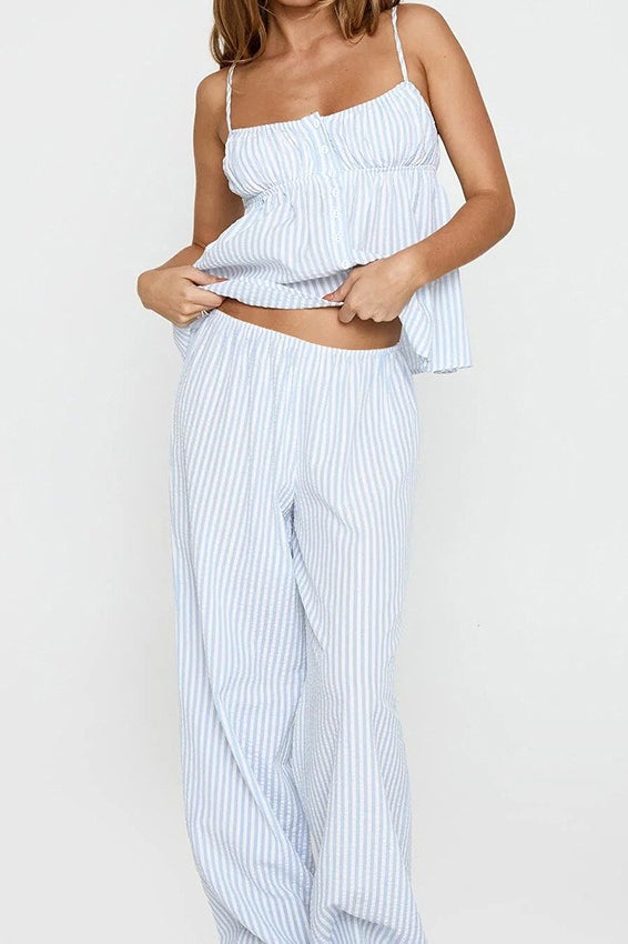 Striped Loose Cami Long Pants Two Piece Set image 7