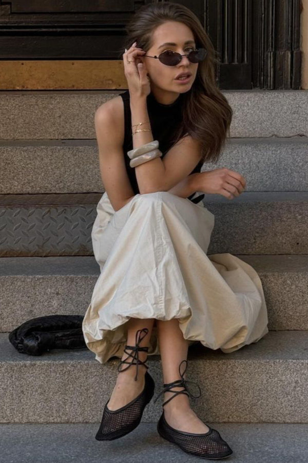 French Style Puff Skirt Spring Midi Skirt image 4
