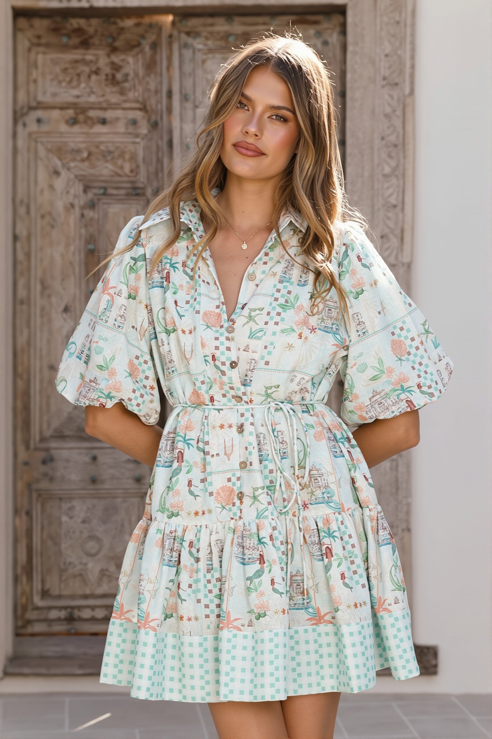 Linen Tie Elegant Fairy Mini Boho Dress image 5